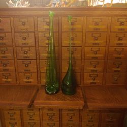 Vintage Green Glass Bottles