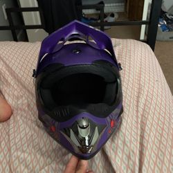 Biker Helmet Purple Red White And Gray