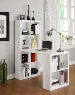 White Desk with Storage Shelves