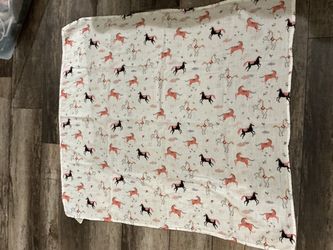 Muslin Baby Swaddle Blanket Horse Print