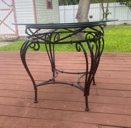 Black Iron Glass Top Dining / Accent Table