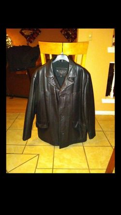 Men's black leather jacket
