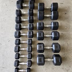 Brand New Rubber Dumbbells 5-50 Lbs