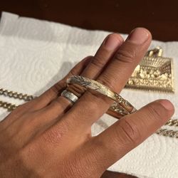 Gold Bangle Bracelet With Real Diamonds 