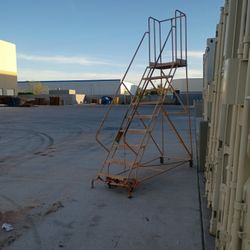 Rolling Industrial Nine Step Ladder