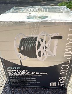 200 ft. White Steel Dual mount Wall Mounted Garden Hose Reel