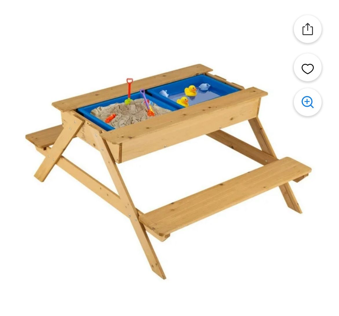 Spaco 3-in-1 Kids Picnic Table Wooden Outdoor Water Sand Table with Play Boxes, Toddler Table and Chair Set for Arts & Crafts, Snack Time, Homeschooli