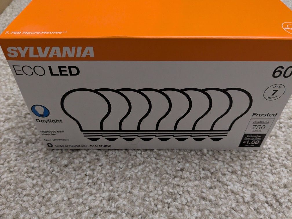 Sylvania A19 LED 8 pack (replaces 60w uses 9w)