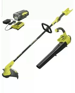 RYOBI CORDLESS OUTDOOR POWER COMBO Kit 40-V LITHIUM-ION BATTERY/CHARGER INCLUDED