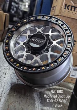 Kmc GRS Machined Black Lip in 17x9 +18 Offset 8x180