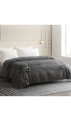 Electric Blanket Queen Size Dual Control, Heated Blanket with 1-12H Timer Auto-Off & 10 Heating Levels, Fast Heating Blanket Machine Washable, Home Of
