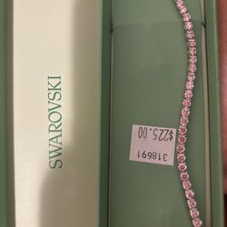 swarovski silver pink diamond tennis bracelet 