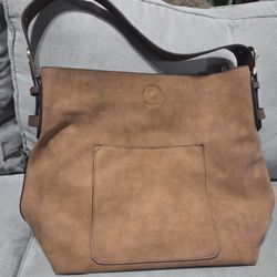 Joy Susan Toffee Hobo Coffee Handle Rich Faux Suede Handbag