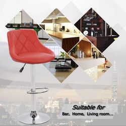 RED LEATHER ADJUSTABLE BAR STOOL 