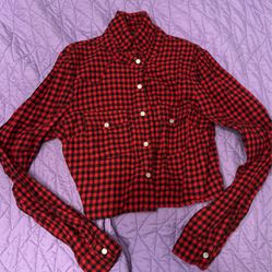 Red And Black Plaid Shirt, Size Extra Small