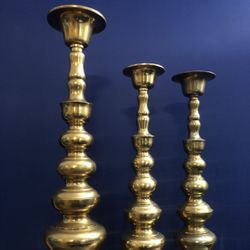Antique Brass Candle Holders Set 