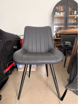 Faux Leather Black Chairs (4)