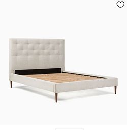 Queen upholstered bed frame - like new, West Elm