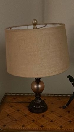 Traditional Table Lamp with Burlap Shade