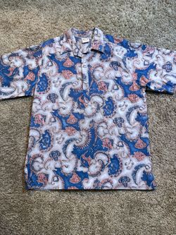 Vintage Go Barefoot Made in USA Hawaiian Aloha Polo Shirt Mens Size XL