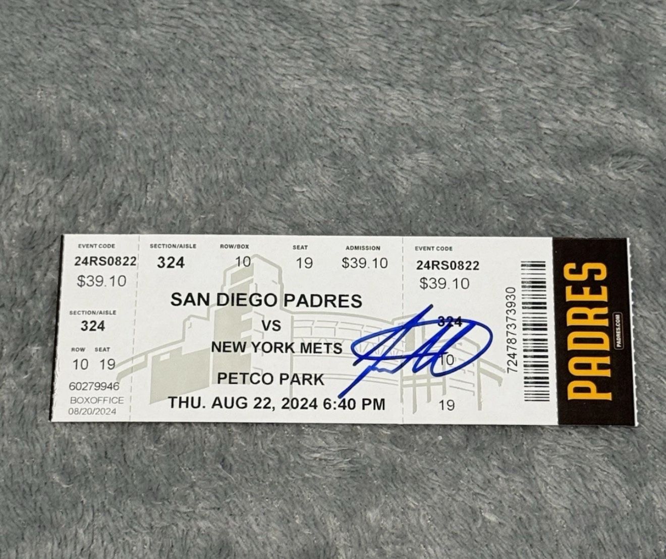 Jackson Merrill Auto Signed San Diego Padres Rookie Year Ticket Stub Rare