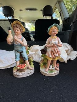Homco Porcelain Boy and Girl Figurine Set