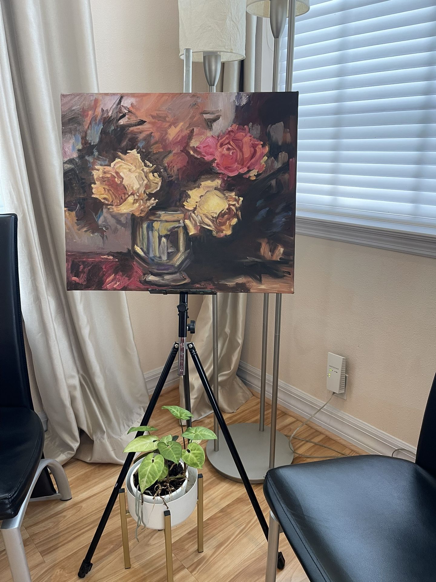 Abstract Floral Oil Painting On Canvas