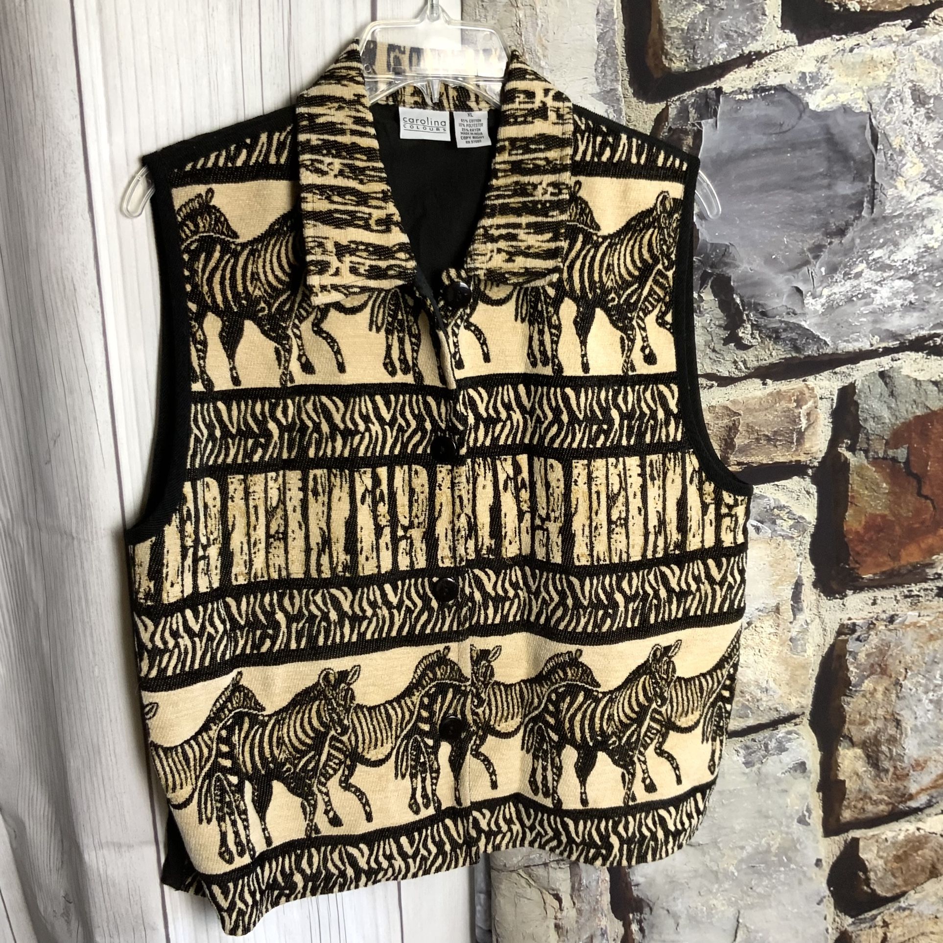 Carolina Colors Tan/Black Zebra Print Vest Wm XL