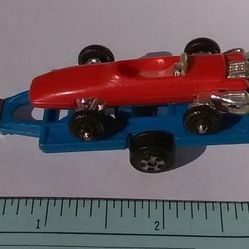 Vintage 70s open wheels race car and trailer