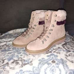 Splendid Pink And White Faux Fur Boots 