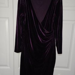 Lauren By Ralph Lauren v-neck 3/4 Sleeve Velvet Dress Size 18