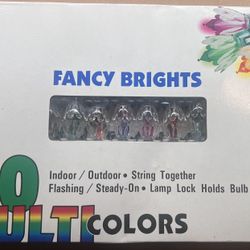 Vintage 50 Fancy Brights Tulip Daisy Flower Petal Christmas Lights Color 90s NOS