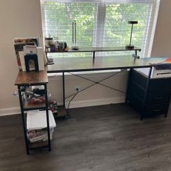 [MOVING SALE] Large L-Shaped Gaming & WFH Desk w/ LED & Outlets - Like New