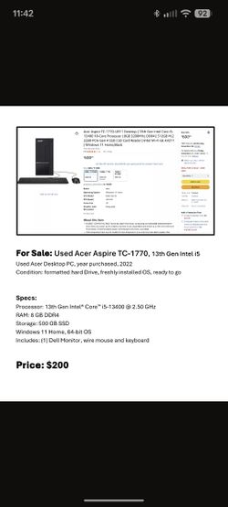 Used Desktop Computer & Monitor