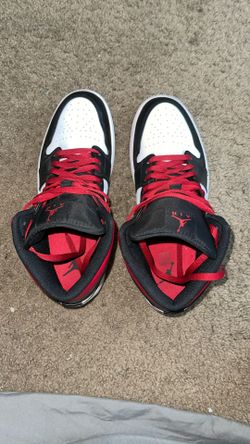 Jordan 1 Mid White Gym Red Black