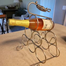 $8 Counter wine or liquor rack, brushed silver