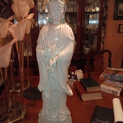 Antique Chinese Porcelain Blanc De Chine Figurine Young Buddha Guanyin Guan Yin Kuan Yin Ca 19th Century No Damage 33'
