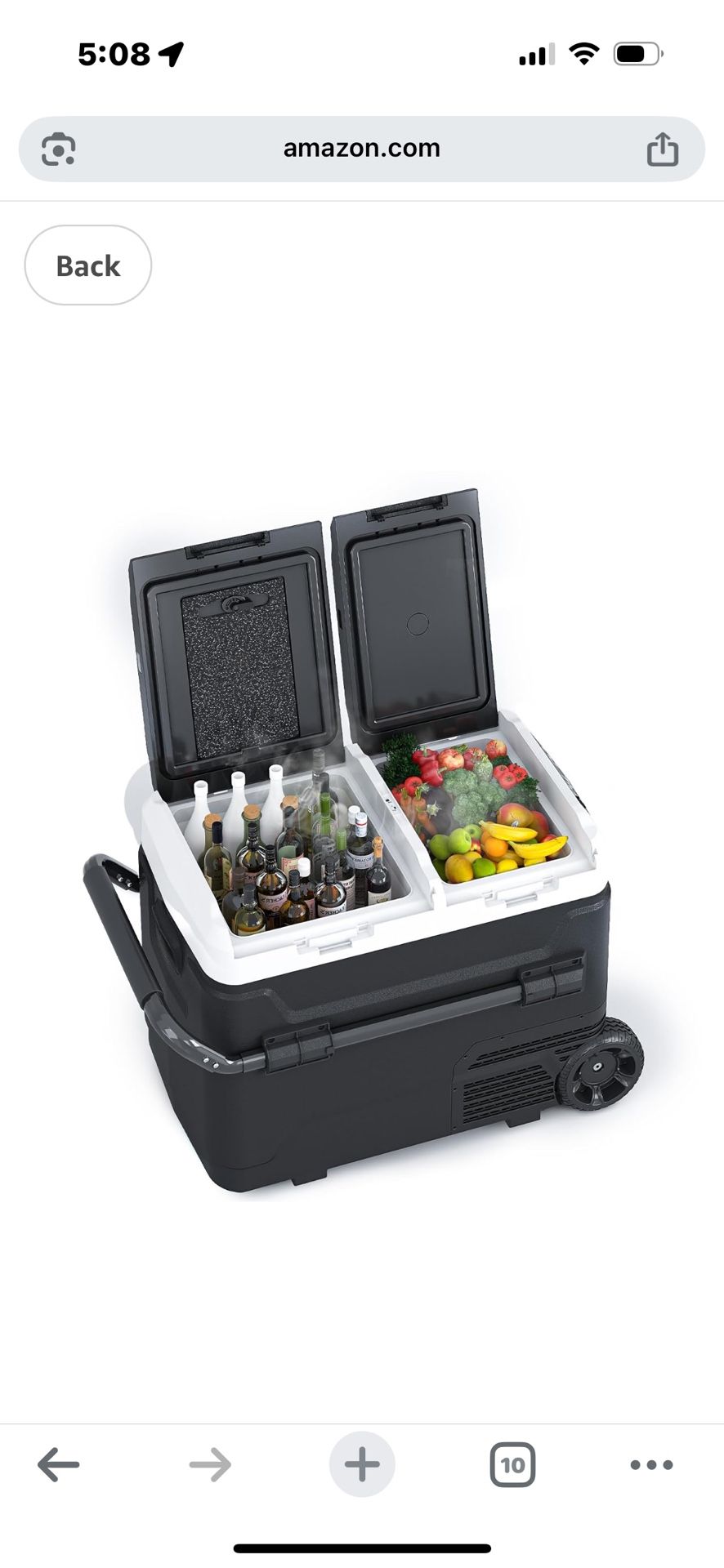 Portable Car Refrigerator, 12V Dual Zone Freezer& Cooler with 12/24V DC&110/240V AC, 4℉~68℉,Car Fridge with APP Control & Wheels for Camping, Travel, Restaurant & Food service equipment