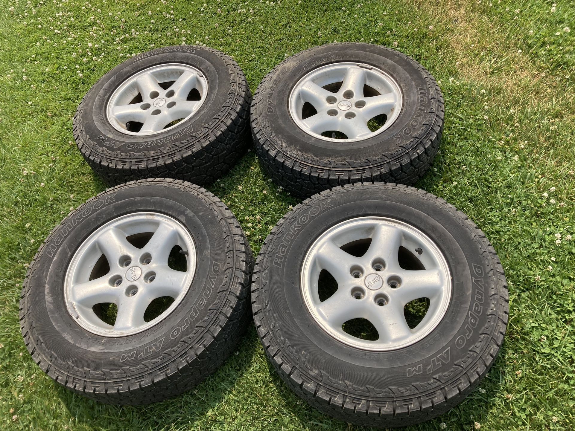Jeep Cherokee Wrangler Wheels Tires 5x4.5” Hancook Dynapro ATM 235/75R15