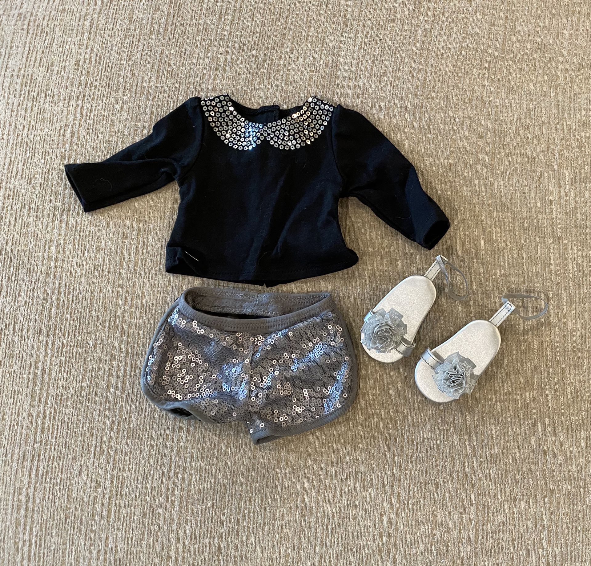 American Girl Doll Sliver Sparkly Sequins Outfit