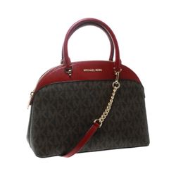 Michael Kors Emmy Sm Dome Satchel Brown/ Cherry