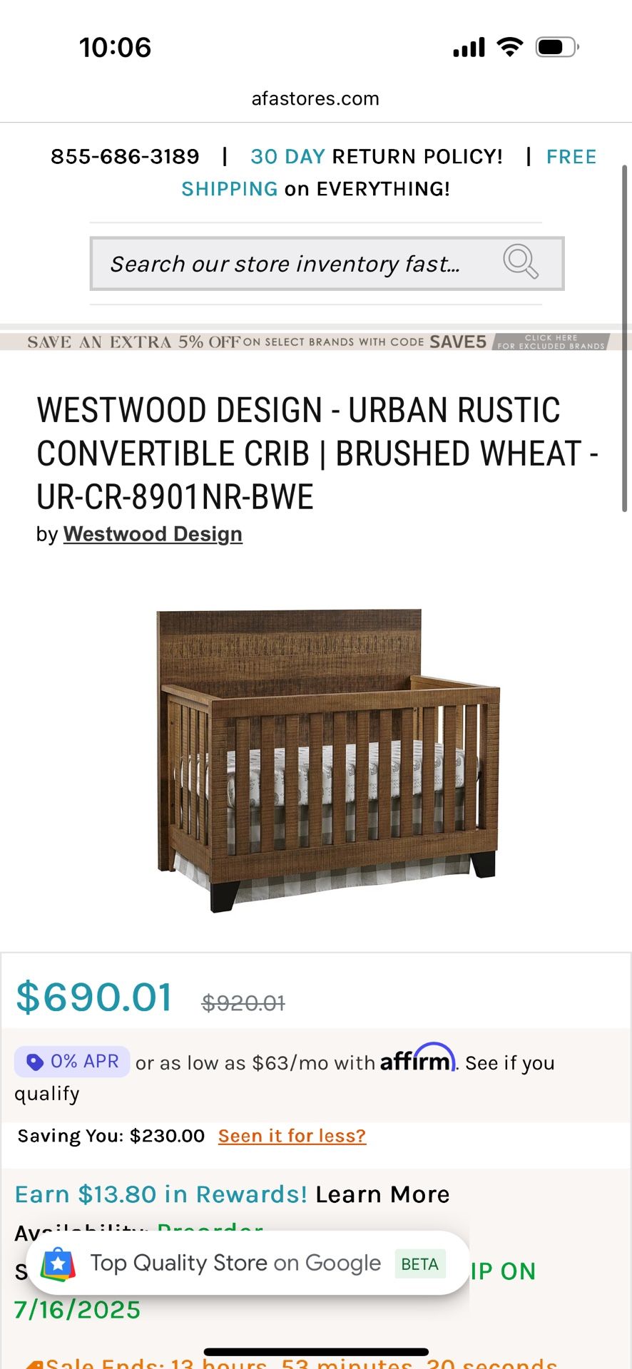 Baby Crib Convertible