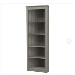 Grey Smoke Oak Corner Bookshelf 