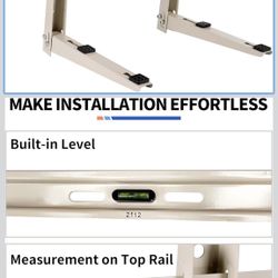 Mini Split Wall Mounting Bracket with Level, Measurement on Top Rail for 18000-36000 BTU Ductless Air Conditioner/Heating System Condenser