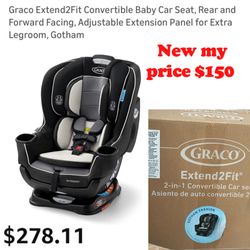 New in box Graco Extend2Fit Convertible Baby Car Seat, Rear and Forward Facing, Adjustable Extension Panel for Extra Legroom, Gotham 🚨$150 firm cash 