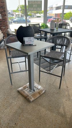 Aluminum bar table with chairs