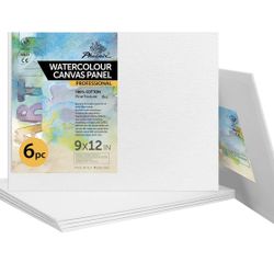 Watercolor Canvas Panels 9x12 Inch, 6 Pack