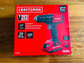 CRAFTSMAN CMCD700C1 V20 Lithium-Ion 1/2" Cordless Drill/Driver Kit Open Box