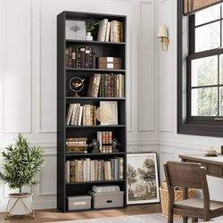 82" Tall Bookshelf, 7-Tier Open Shelves Bookcase, Freestanding Display Storage Shelves, Tall Bookcase Home Decor Furniture for Home Office, 