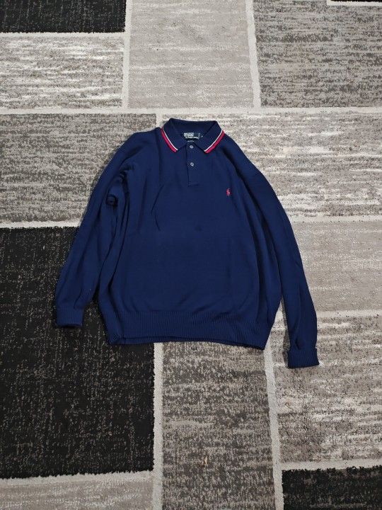 Ralph Lauren Men's Blue polo Long Sleeve Sweater Xl